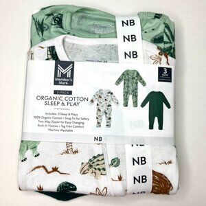 Member's Mark Baby Newborn 3-Pack Organic Cotton Soft Sleep And Play Sleepers